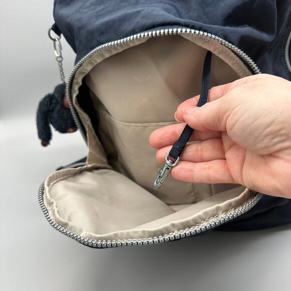 Kipling Large Unisex True Blue Backpack With Monkey Keychain Charm - Picture 5 of 12